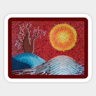 abstract painting- outback Australia landscape in pointillism - dot art, painting Sticker